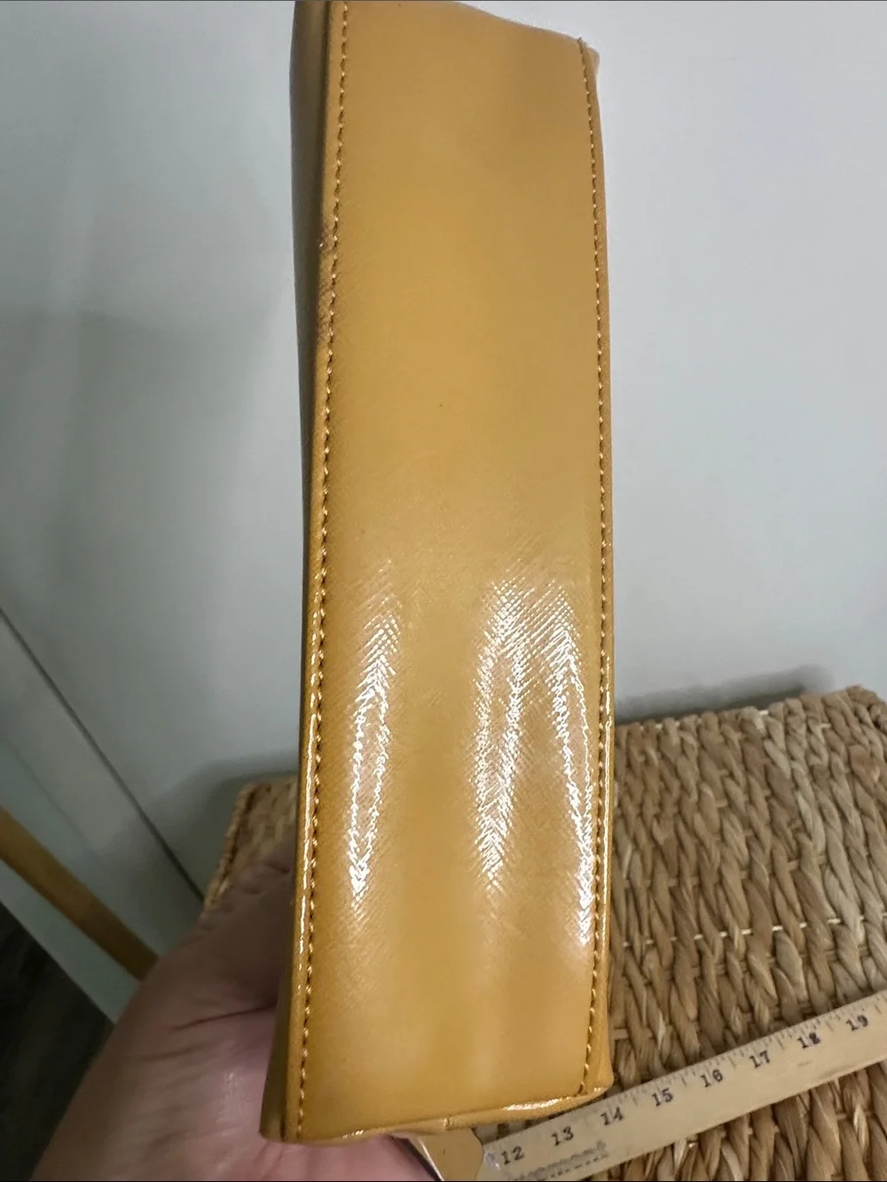 Calvin Klein Brown Monogram Cosmetic Pouch with Mustard Tri